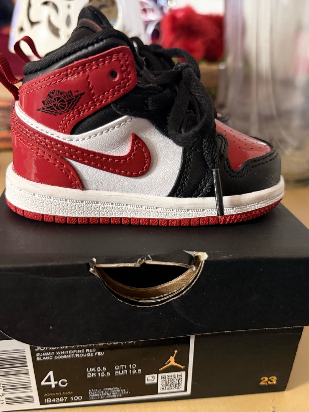 Jordan Toddler High-Top Sneakers — Black, Red & White